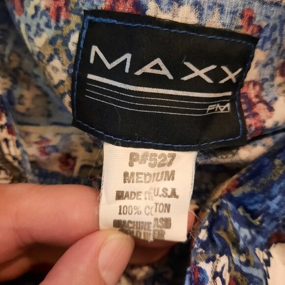 Vintage MAXX FM 90s Men’s Button Up Shirt Abstract Funky Print Size M USA - Picture 5 of 5
